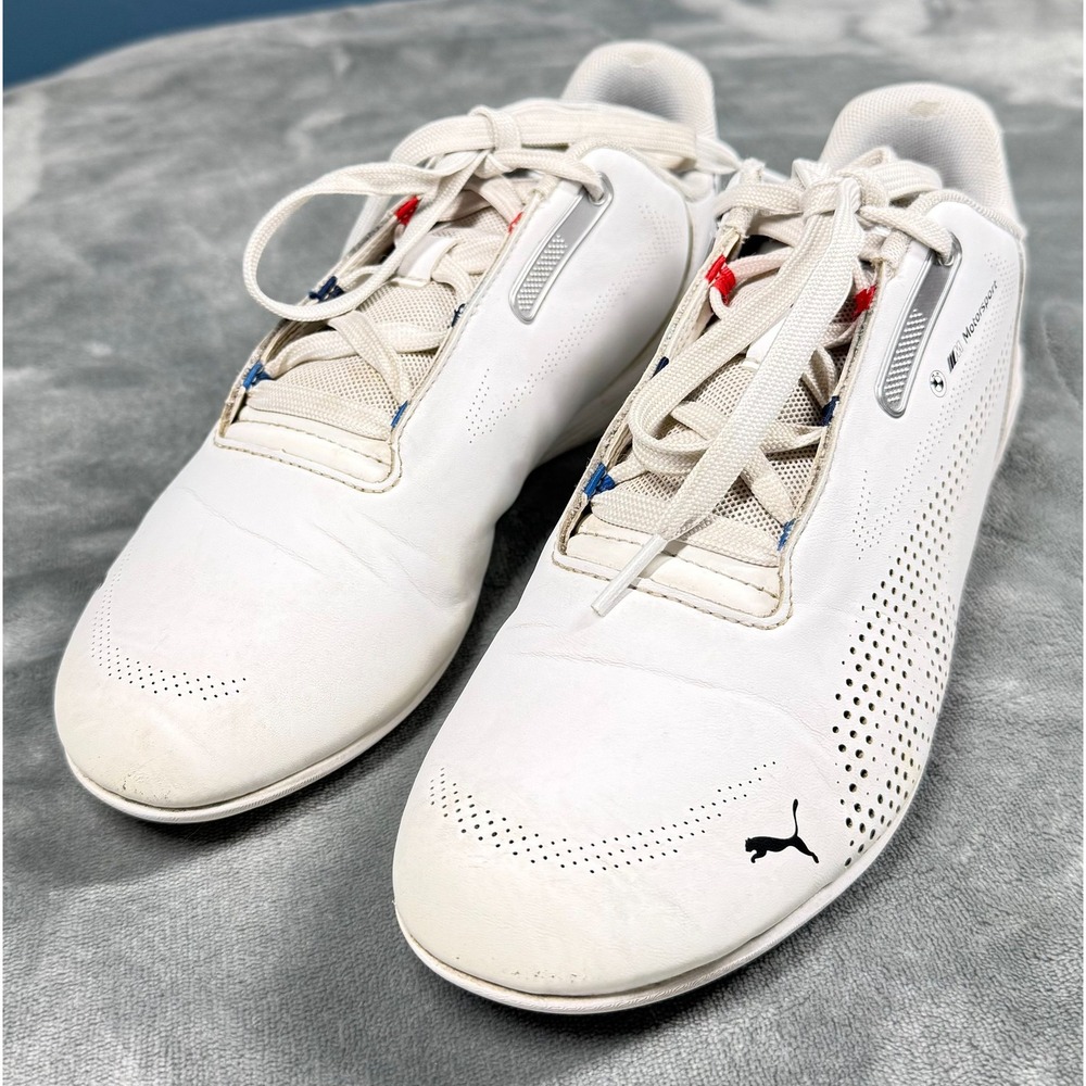 Puma BMW M Motorsport Drift Cat Mens 9.5 White Racing Sneakers Leather
